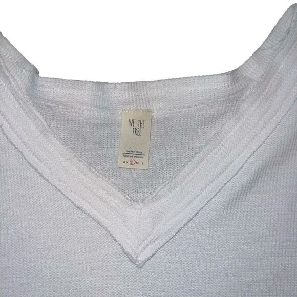 WE THE FREE White Bubble Sleeve Blue Embroidered Blouse Size S - Picture 7 of 10